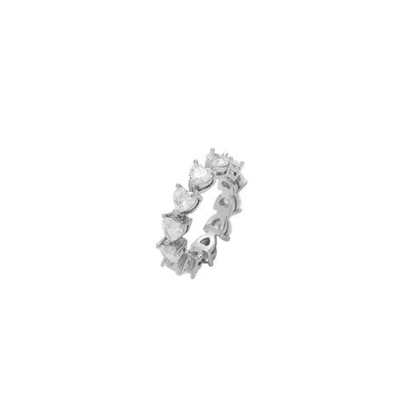 Silver Heart Tennis Ring