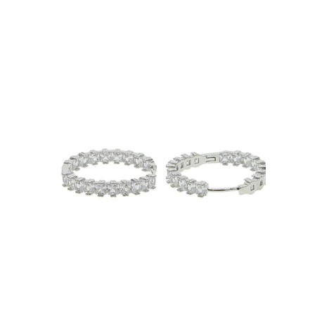 Square Diamond Eternity Hoops