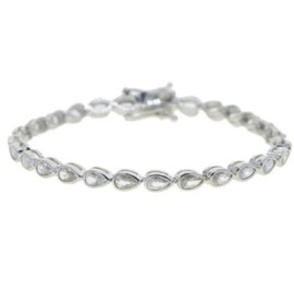 Silver Tear Drop Bezel Tennis Bracelet