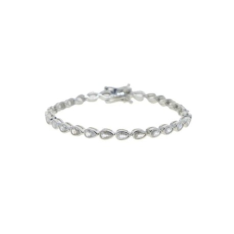 Silver Tear Drop Bezel Tennis Bracelet