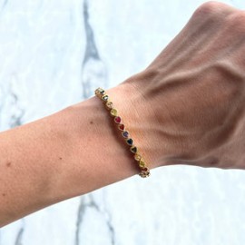 Rainbow Heart Bezel Tennis Bracelet
