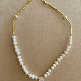 Pearls & Bead Initial Necklace