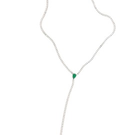 Emerald Silver Tennis Lariat