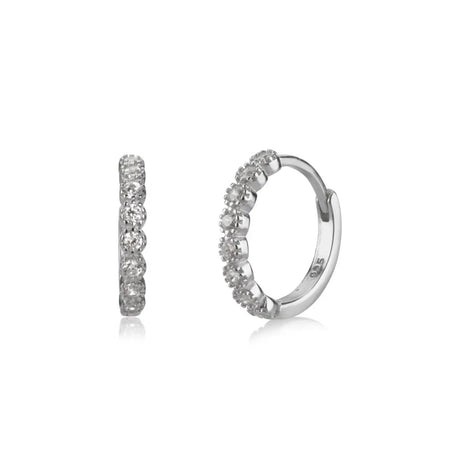 Half Round Diamond Mini Hoops