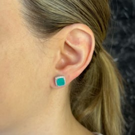 Square Halo Paraiba Studs
