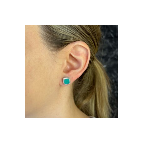 Square Halo Paraiba Studs