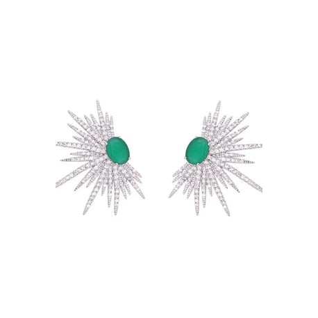 Ice Emerald Diamond Studs