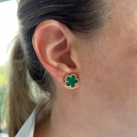 Green Big Gold Clove Studs