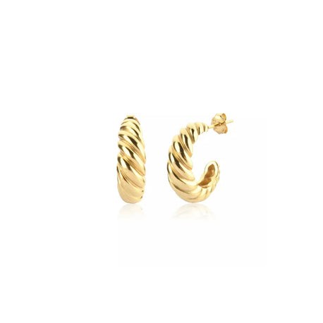Gold Thick Rope Half Hoops