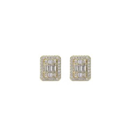 Square Gold Diamond Studs