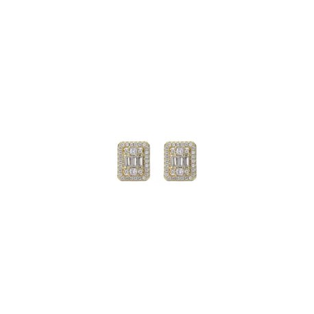 Square Gold Diamond Studs