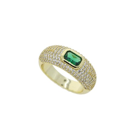 Pave Emerald Bezel Ring