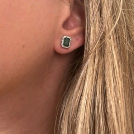 Gold Emerald Diamond Stud