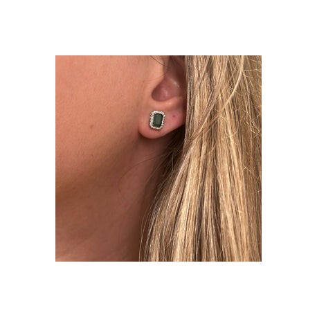Gold Emerald Diamond Stud