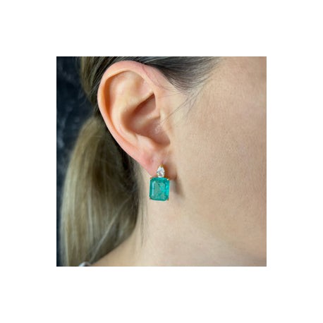 Square Paraiba and Diamond Earrings