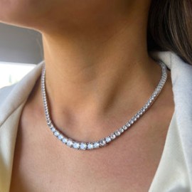 Round Silver Tennis Rivera Necklace