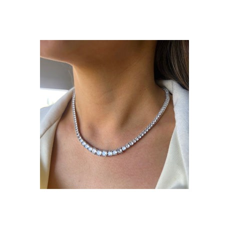 Round Silver Tennis Rivera Necklace