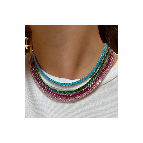 Colored Stone Tennis Necklace