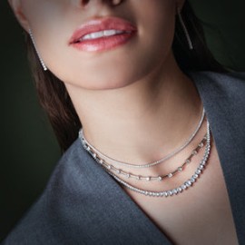Silver Round Chain Tennis Necklace