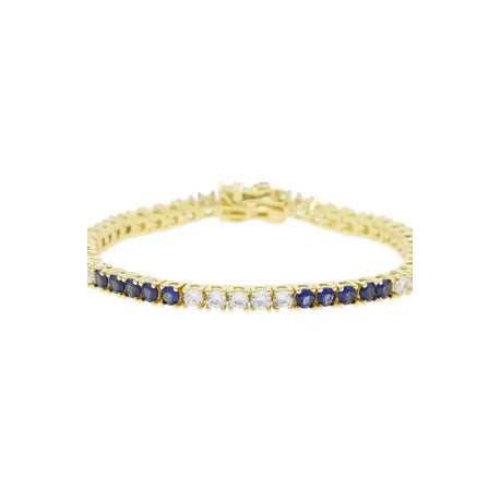Half Sapphire and Gold Tennis Bracelet