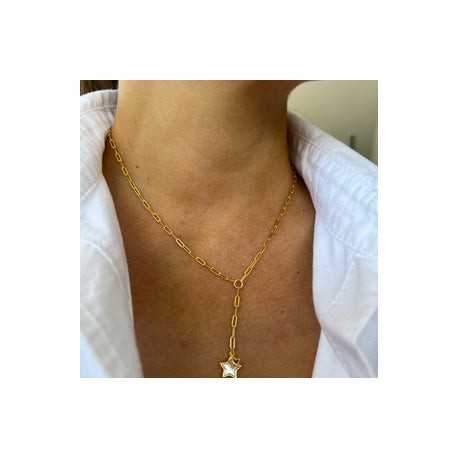 Shell Star Gold Lariat Necklace