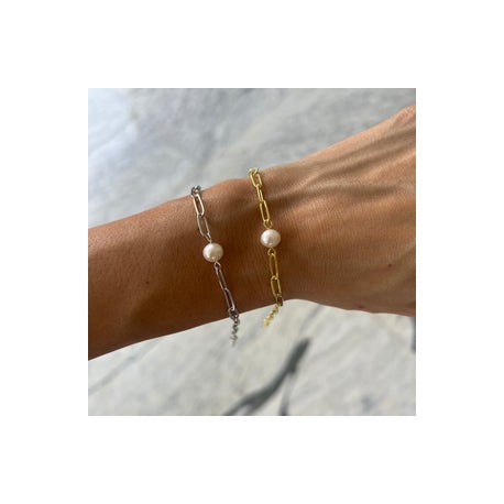 Paper Clip Pearl Bracelet