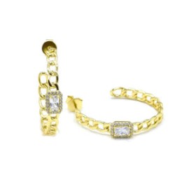 Gold Chain White Hoops