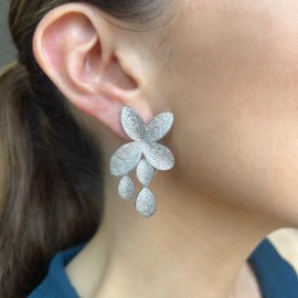 Dahlia Statement Silver Earrings