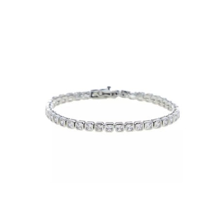 Silver Square Bezel Tennis Bracelets