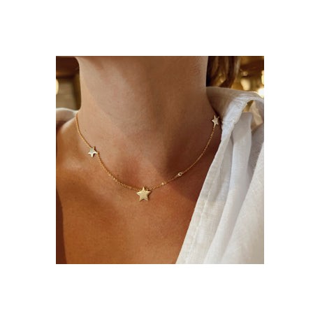 Three Star and Diamond Necklace