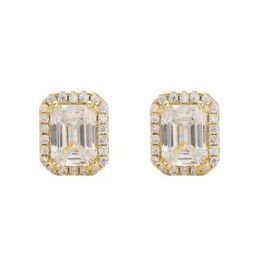 Round Pave Baguette Studs