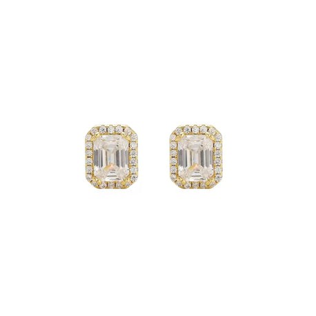 Round Pave Baguette Studs