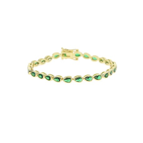 Pear Emerald Tennis Bezel Bracelet