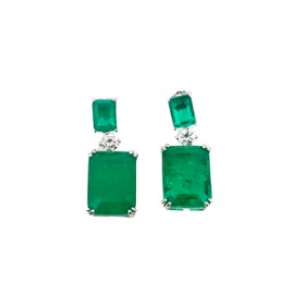 Emerald Cut Emerald Evening Earrings