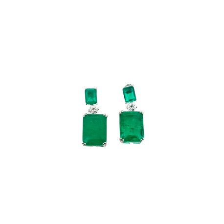 Emerald Cut Emerald Evening Earrings