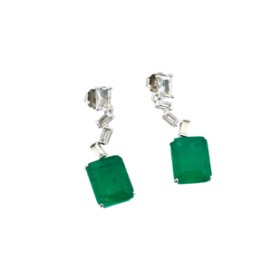 Zigzag Emerald Diamond Earrings