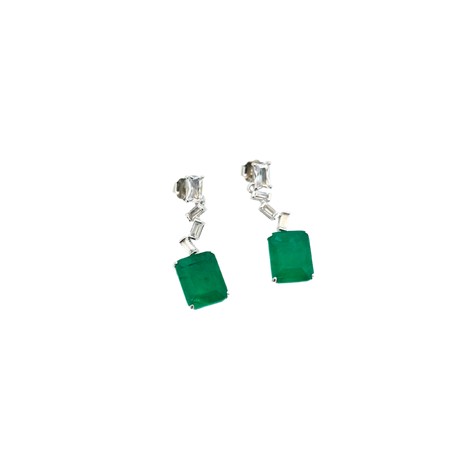 Zigzag Emerald Diamond Earrings