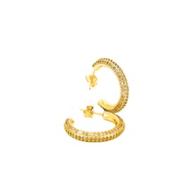 Half Medium Gold Pave Hoops