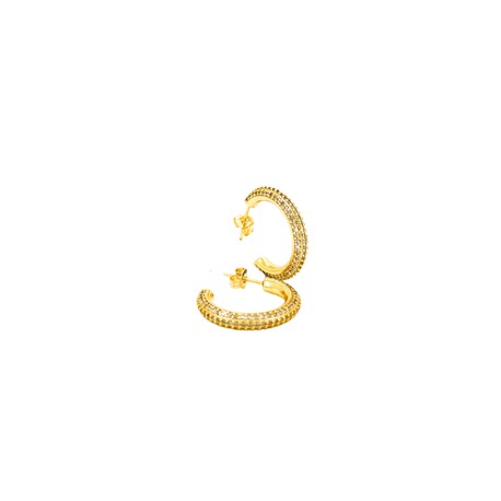 Half Medium Gold Pave Hoops