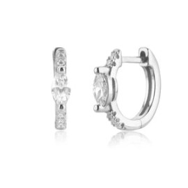Oval Cz Silver Huggies