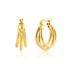 Triple Oval Gold Hoops