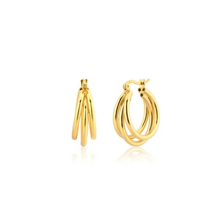 Triple Oval Gold Hoops