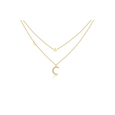 Double Chain Star and Moon Necklace