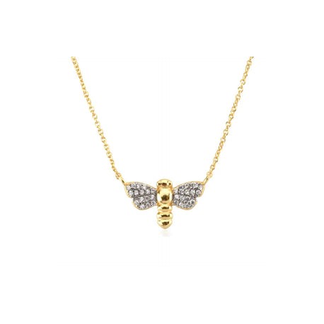 Bee Pave Gold Pendant Necklace