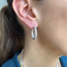 Big Silver Pave Hoops