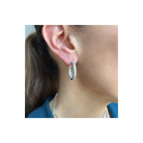 Big Silver Pave Hoops