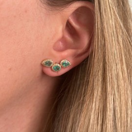 Triple Emerald Studs