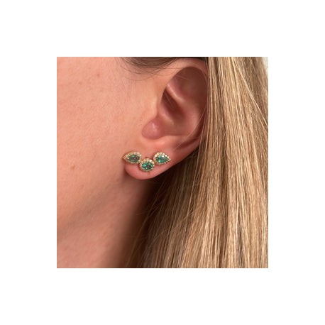 Triple Emerald Studs