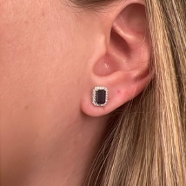 White Gold Sapphire Diamond Studs