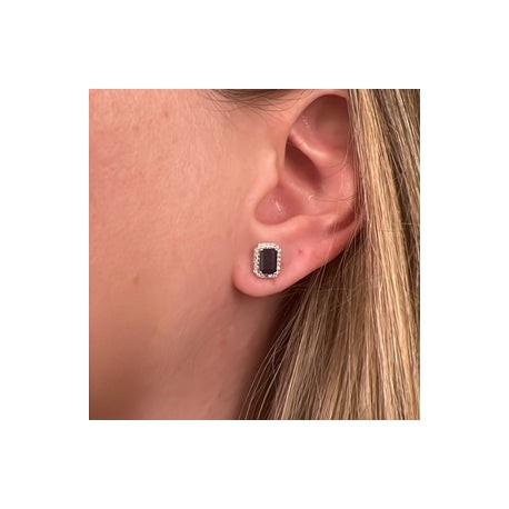 White Gold Sapphire Diamond Studs